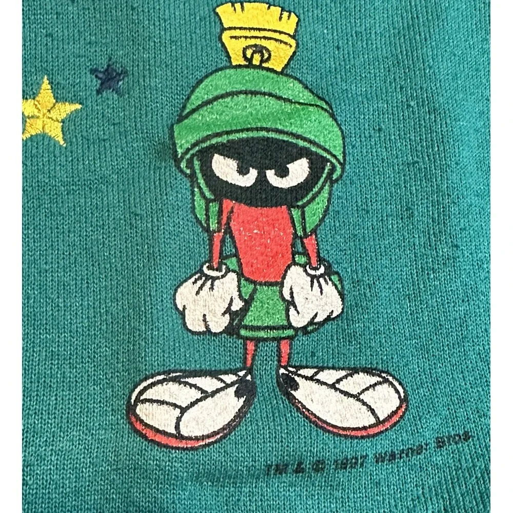Vintage‎ Marvin Martian Sweatshirt Pullover 1997 Looney Tunes Embroidered